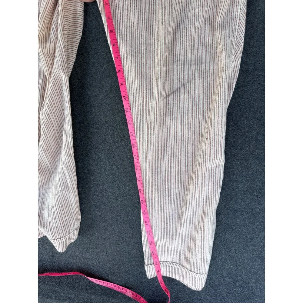 Free People Striped Cotton High Waist Tie Belt Pants OB799935 Cream Red Size 6